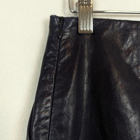 Theory Navy Ocean 100% Lamb Leather Clean Pencil Skirt Size 0 - Picture 5 of 7